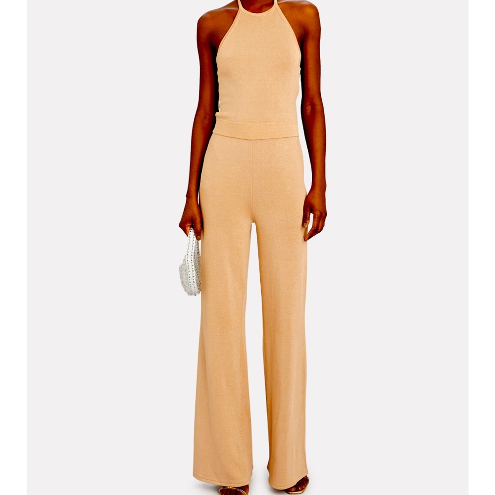 Intermix tan/good halter jumpsuit